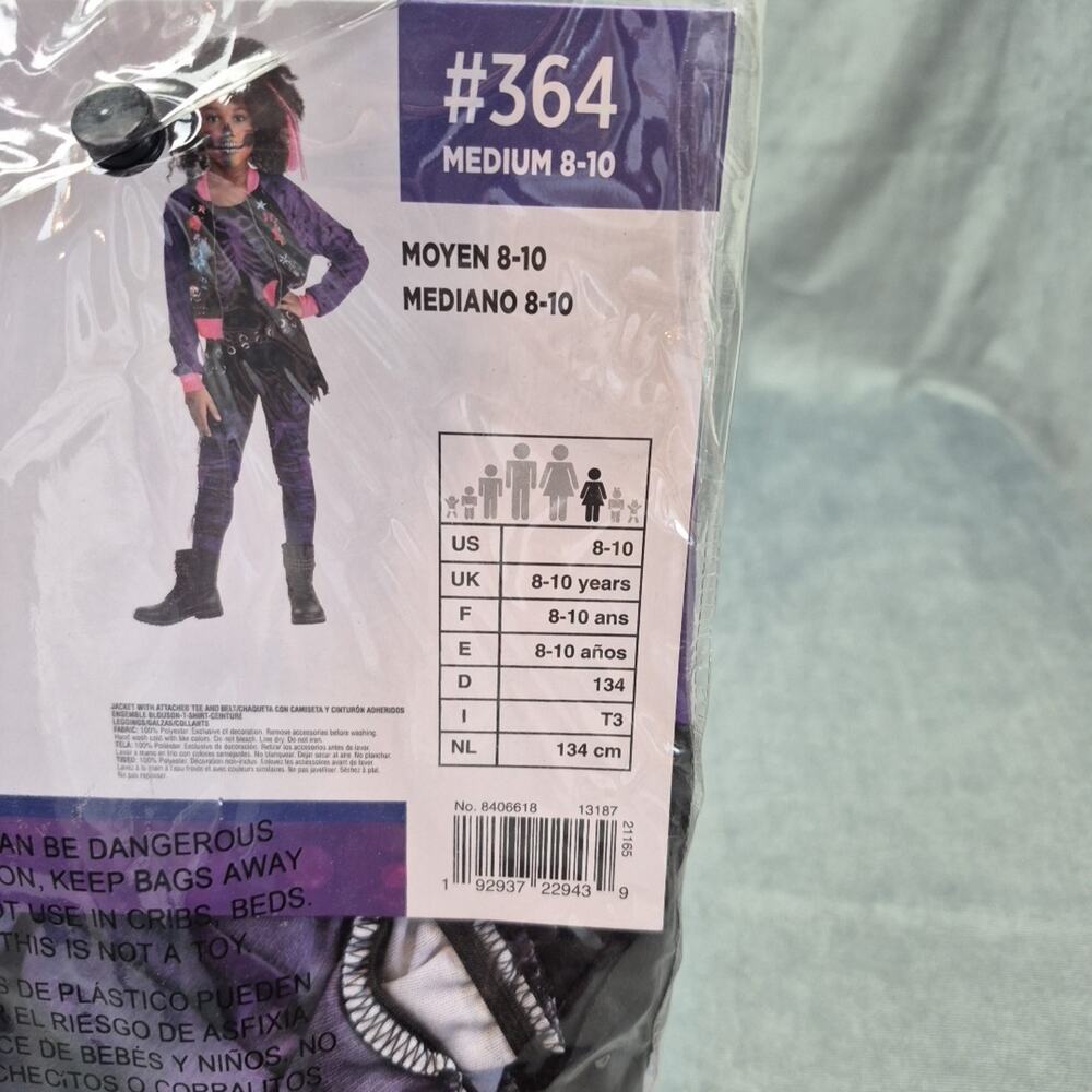 Zombie Punk Halloween Costume AMSCAN Girls Medium 8-10 2 Piece Pink Purple Black - Picture 7 of 7